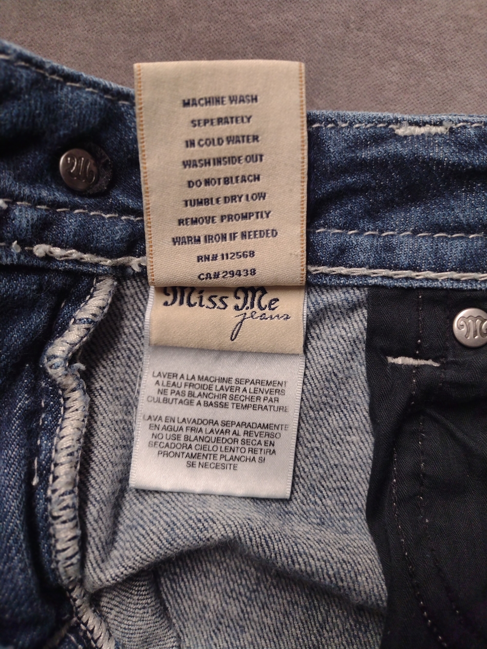 Miss Me 29/30 Buckle JE5351B2R Blue Boot Cut  Embellished Distressed Jeans - Picture 10 of 16